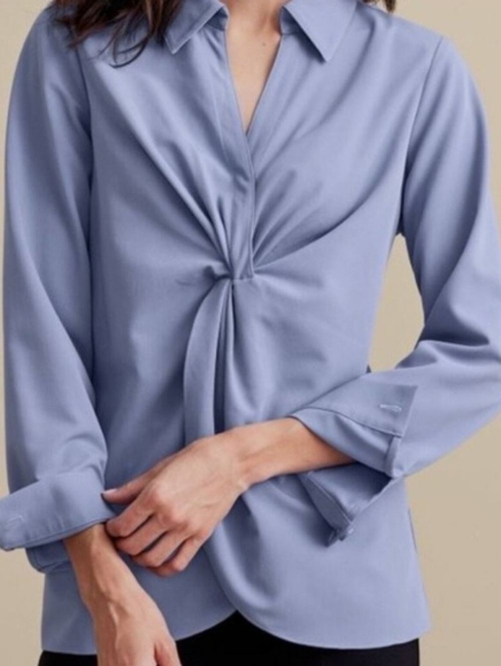 Soft‎ Surroundings Versa Shirt English Manor Pullover Blouse Blue L